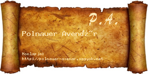 Polnauer Avenár névjegykártya